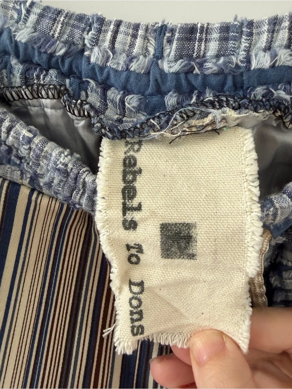 Striped Drawstring Pants in Blue and Tan